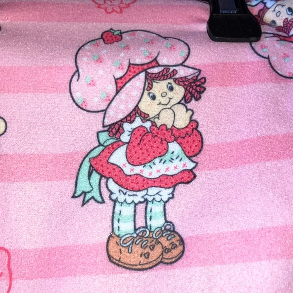 Strawberry Shortcake Pink Kids Flannel Pajama‎ Set Flame Resistant M 7/8 New